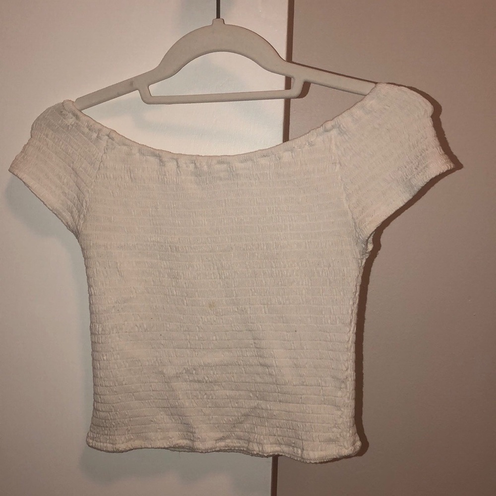 white off the shoulder brandy top